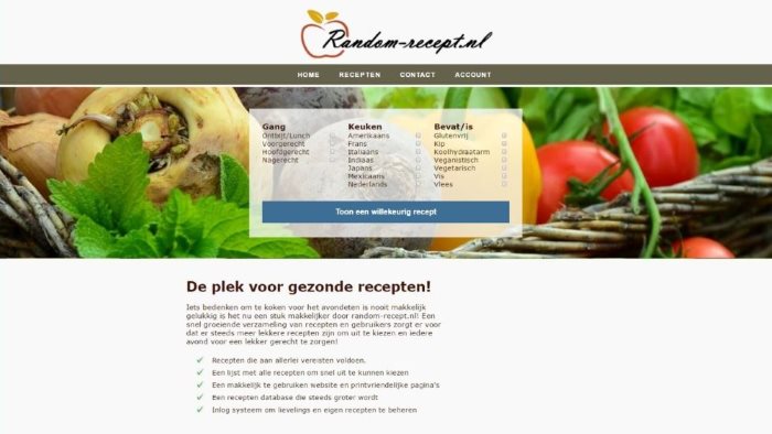 Screenshot of the Random Recept website